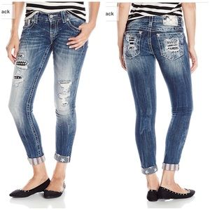 Miss Me Distressed American Flag Skinny Jean
